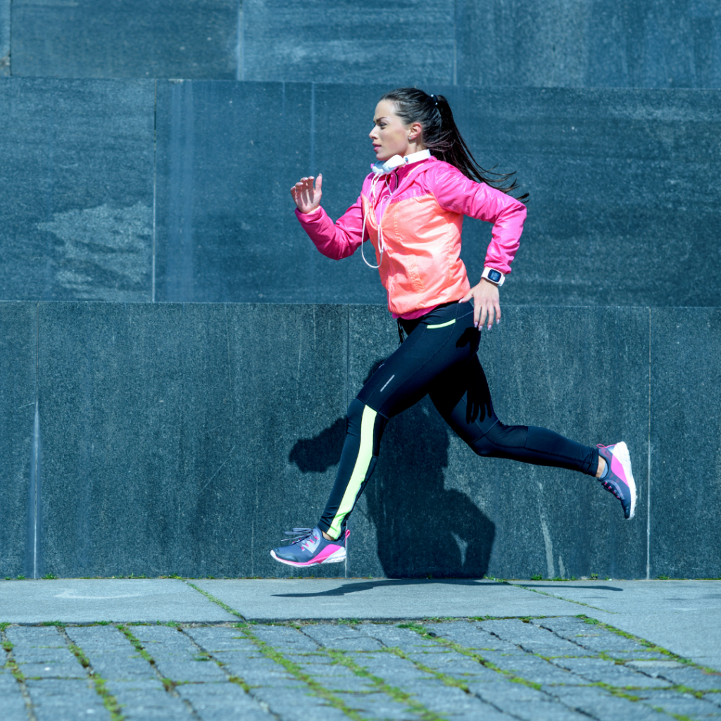 A female athlete with iron deficiency training outside